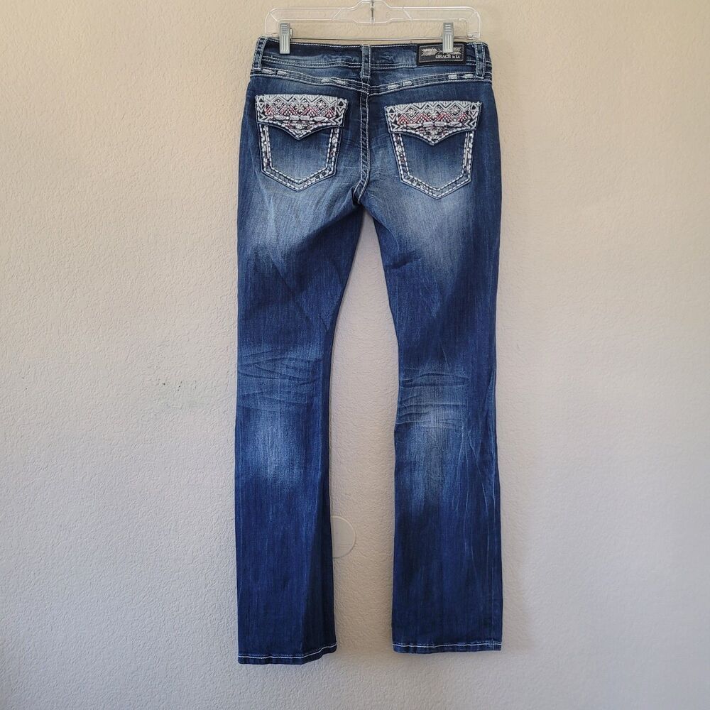 Grace In LA Jeans Womens 29 29x33 Boot Cut Mid Rise Dark Wash Stretch Western